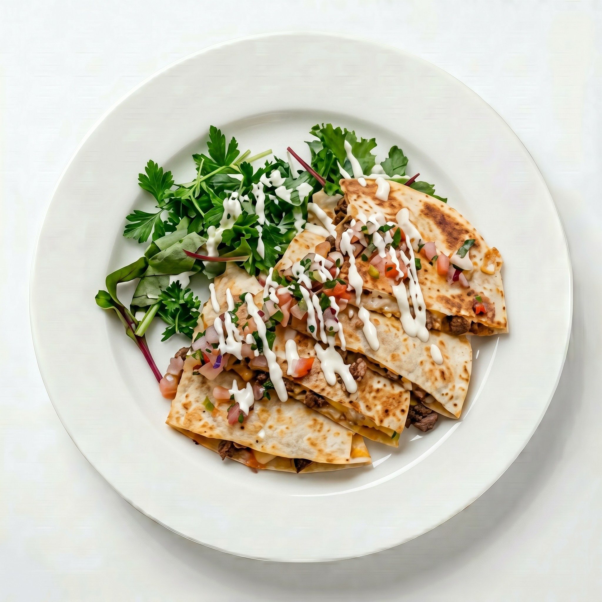 Spinach and Chicken Quesadilla.