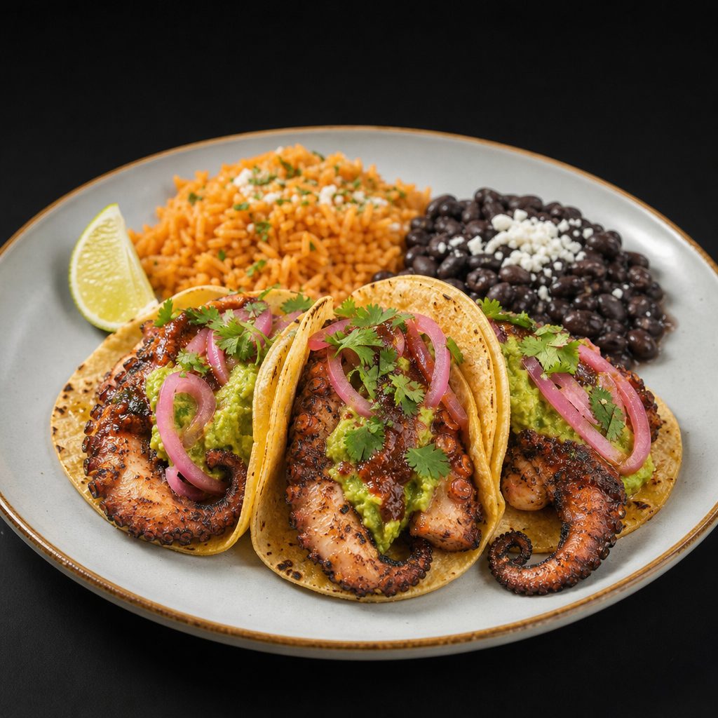 Tacos de Pulpo Al Pastor (Octopus Tacos Al Pastor).