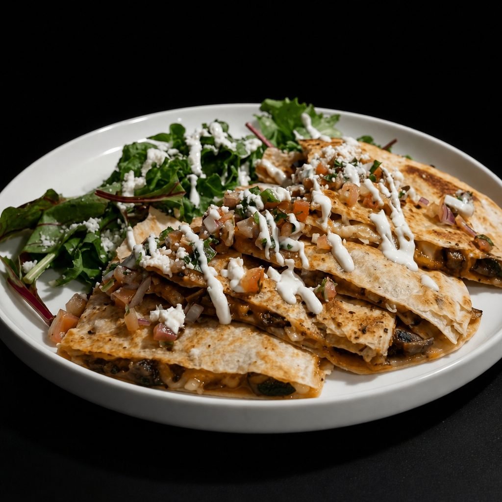 Spinach and Chicken Quesadilla.