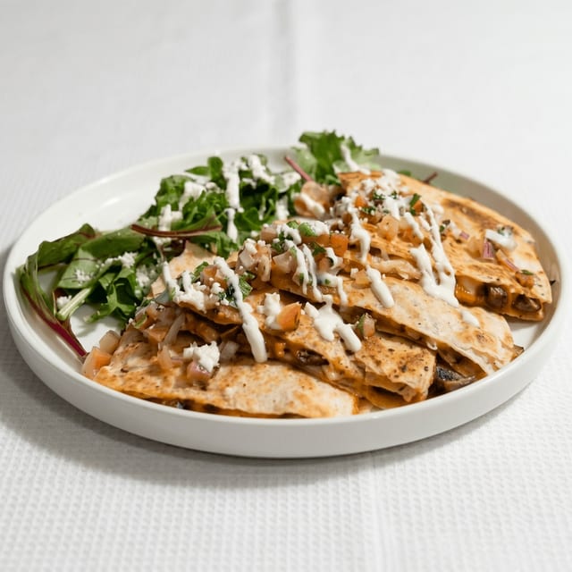 Spinach and Chicken Quesadilla.