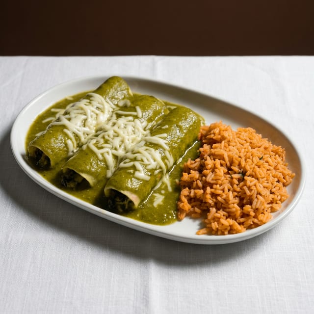 Spinach and Chicken Enchiladas.