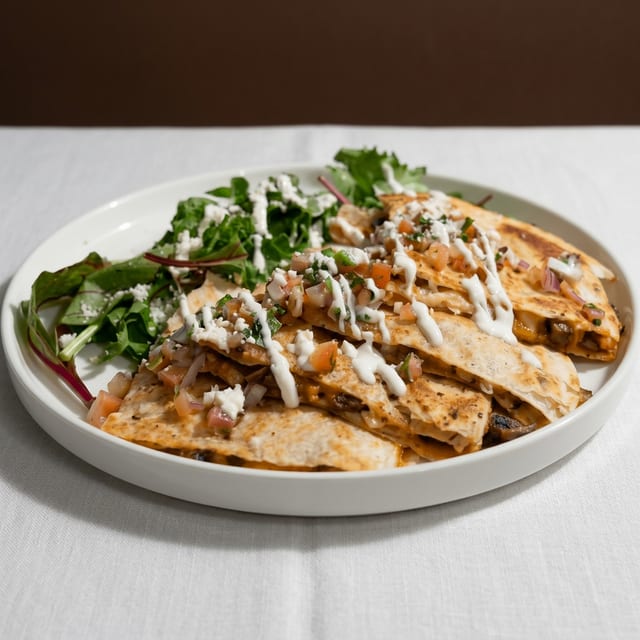 Spinach and Chicken Quesadilla.
