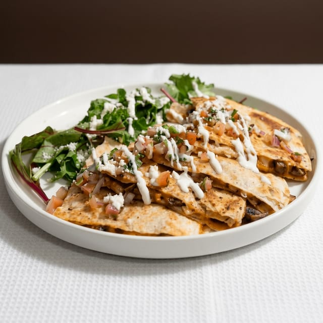 Spinach and Chicken Quesadilla.