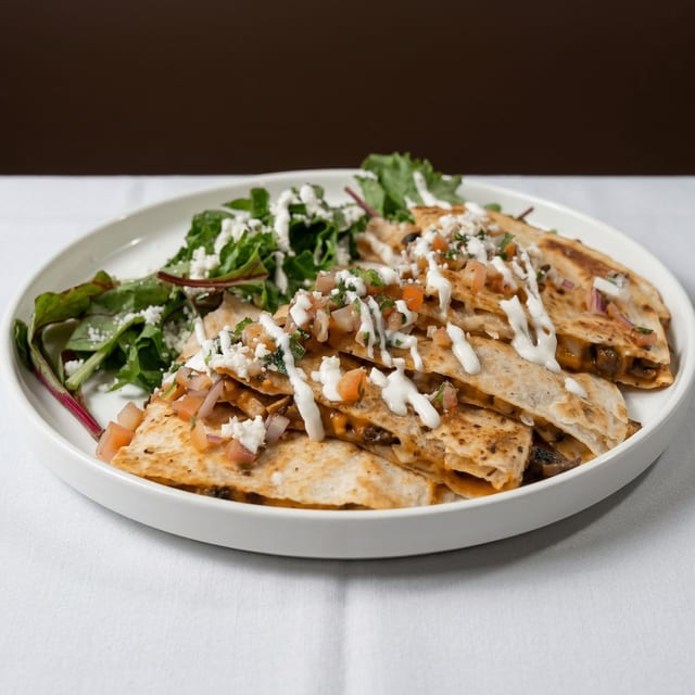 Spinach and Chicken Quesadilla.