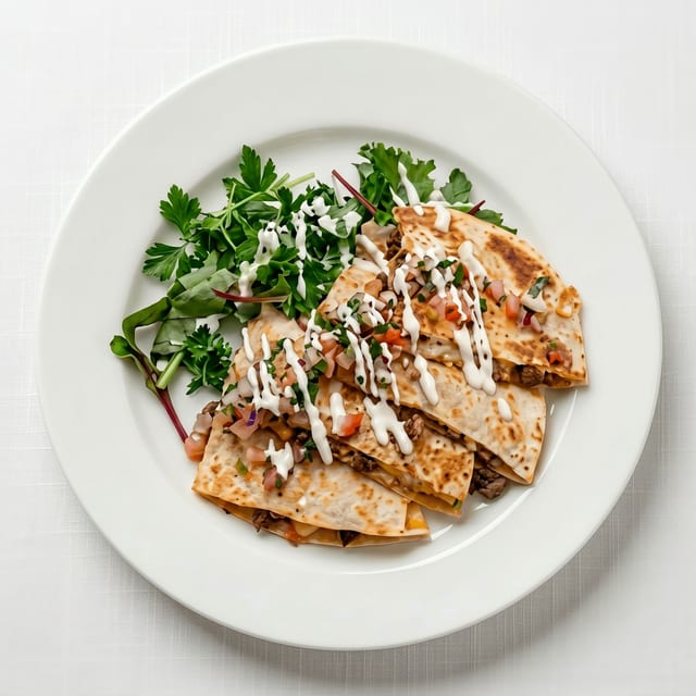 Spinach and Chicken Quesadilla.