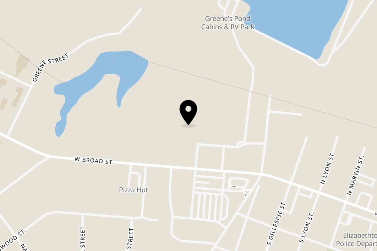 Map showing the location of San Jose Mexican Restaurant Elizabethtown on 1320 W Broad St in Elizabethtown