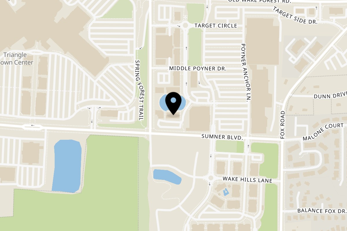 Map showing the location of San Jose Mexican Restaurant Poyner NC on 5811 Poyner Village Pkwy in Raleigh